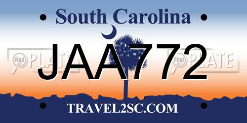 JAA772 South Carolina License Plate