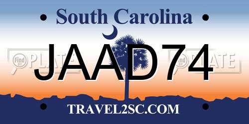JAAD74 South Carolina License Plate