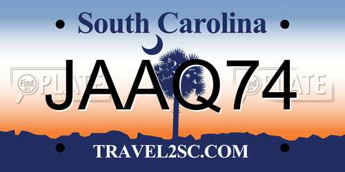 JAAQ74 South Carolina License Plate