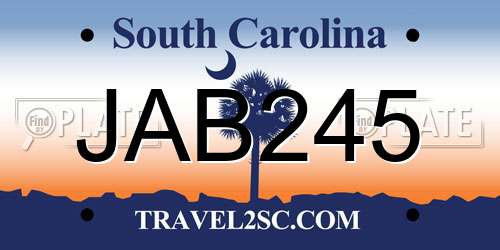 JAB245 South Carolina License Plate