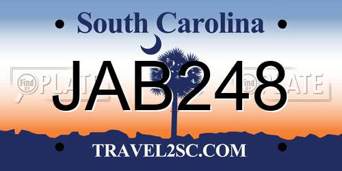 JAB248 South Carolina License Plate