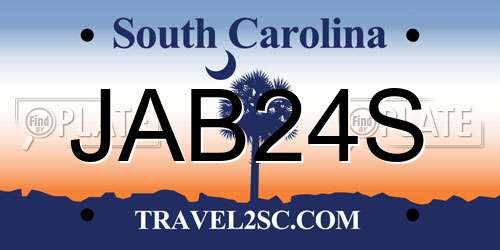 JAB24S South Carolina License Plate
