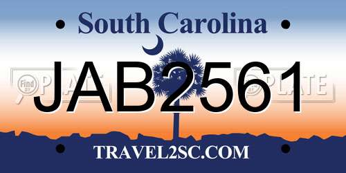 JAB2561 South Carolina License Plate