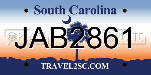 JAB2861 South Carolina License Plate