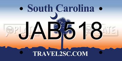 JAB518 South Carolina License Plate