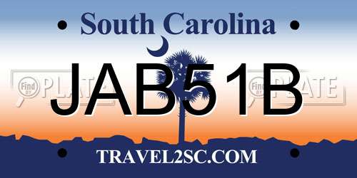 JAB51B South Carolina License Plate
