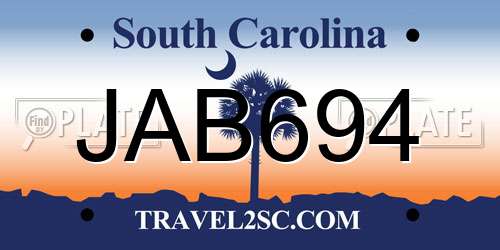JAB694 South Carolina License Plate