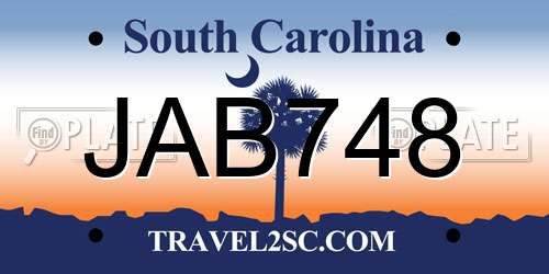 JAB748 South Carolina License Plate