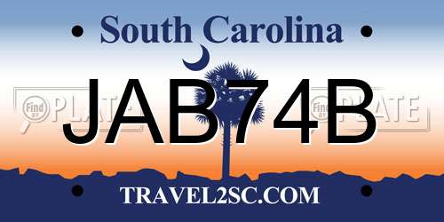 JAB74B South Carolina License Plate