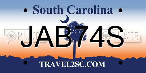JAB74S South Carolina License Plate