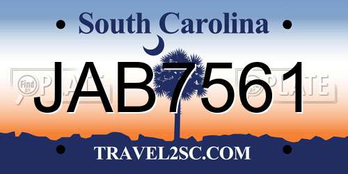 JAB7561 South Carolina License Plate