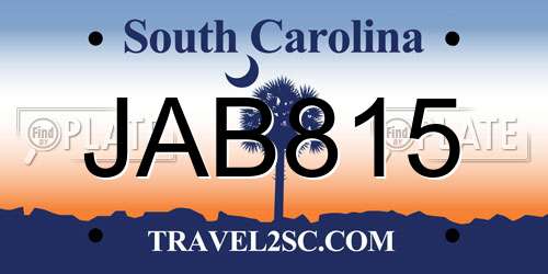 JAB815 South Carolina License Plate