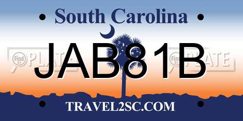 JAB81B South Carolina License Plate