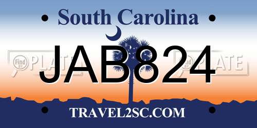 JAB824 South Carolina License Plate