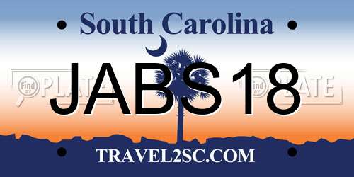 JABS18 South Carolina License Plate