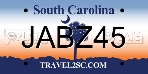 JABZ45 South Carolina License Plate
