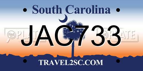 JAC733 South Carolina License Plate
