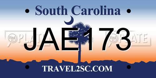 JAE173 South Carolina License Plate