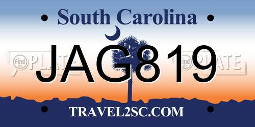 JAG819 South Carolina License Plate