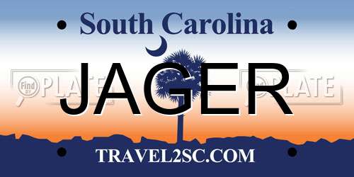 JAGER South Carolina License Plate