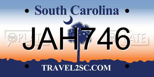 JAH746 South Carolina License Plate