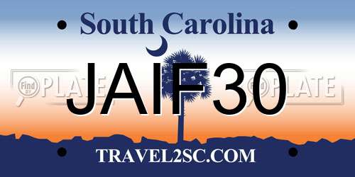 JAIF30 South Carolina License Plate