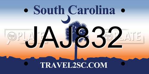 JAJ832 South Carolina License Plate
