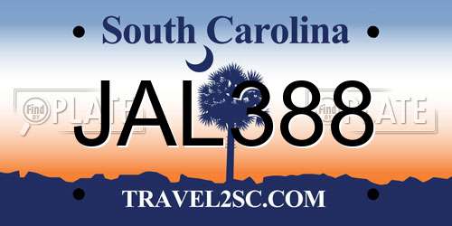 JAL388 South Carolina License Plate
