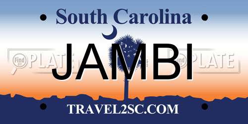 JAMBI South Carolina License Plate