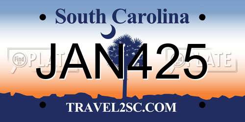 JAN425 South Carolina License Plate