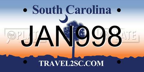 JAN998 South Carolina License Plate
