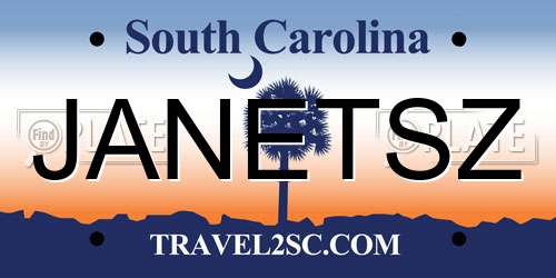 JANETSZ South Carolina License Plate