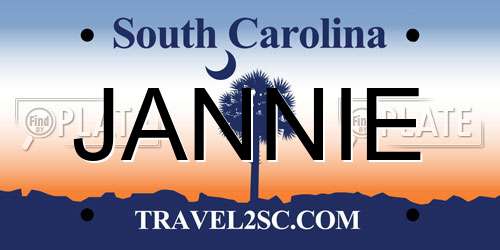 JANNIE South Carolina License Plate