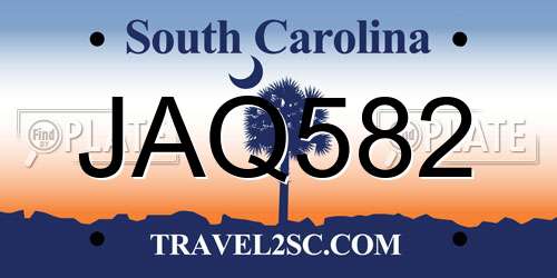 JAQ582 South Carolina License Plate