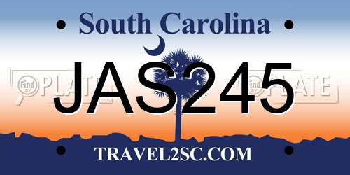 JAS245 South Carolina License Plate