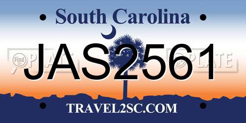 JAS2561 South Carolina License Plate