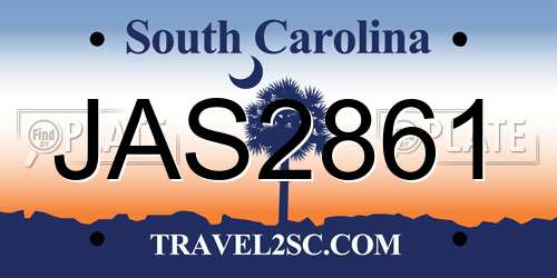JAS2861 South Carolina License Plate