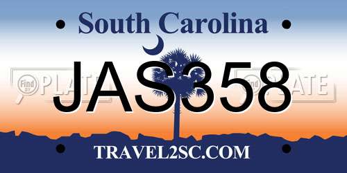 JAS358 South Carolina License Plate