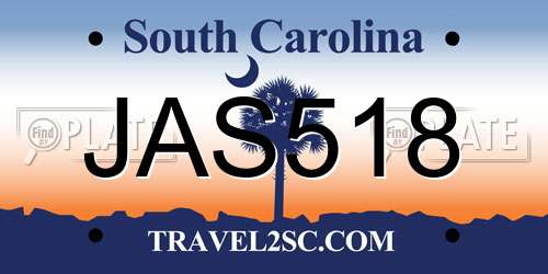 JAS518 South Carolina License Plate