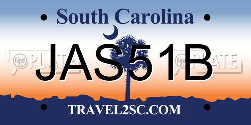 JAS51B South Carolina License Plate