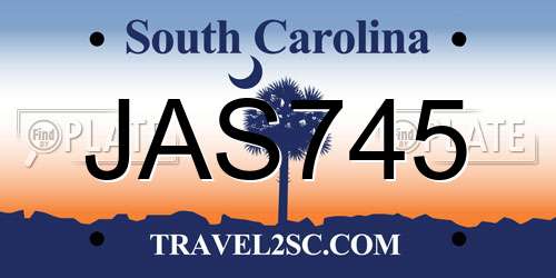JAS745 South Carolina License Plate