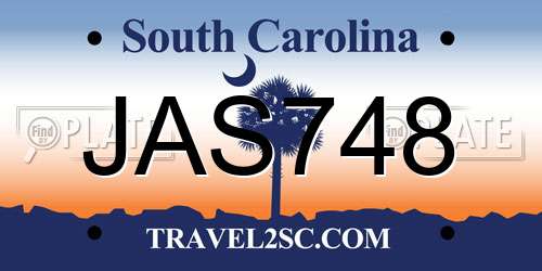 JAS748 South Carolina License Plate