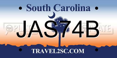 JAS74B South Carolina License Plate