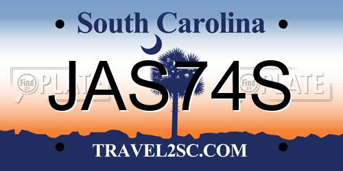 JAS74S South Carolina License Plate
