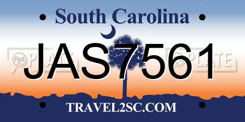 JAS7561 South Carolina License Plate