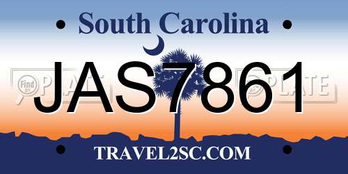 JAS7861 South Carolina License Plate