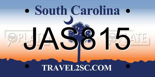 JAS815 South Carolina License Plate