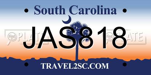 JAS818 South Carolina License Plate
