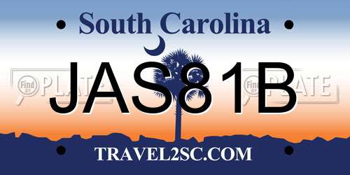 JAS81B South Carolina License Plate