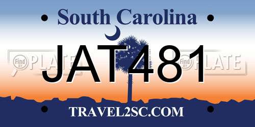 JAT481 South Carolina License Plate